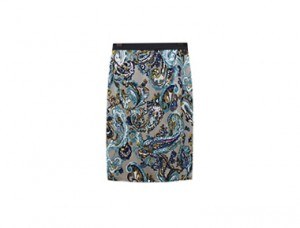F paisley sk A sleek line of H-line Skirt with vivid color
