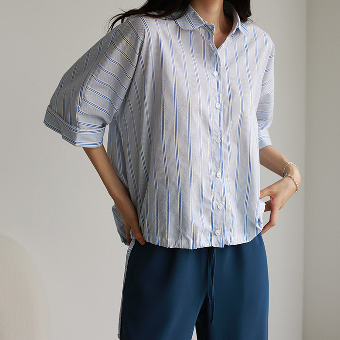 Round Collar String Shirt