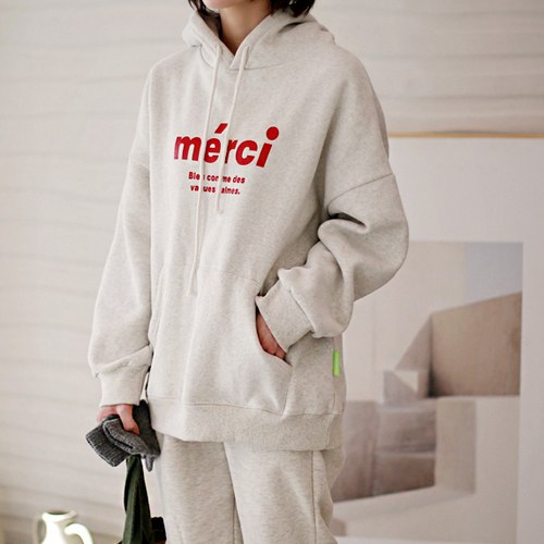 Sheep brushed merci long hoodie