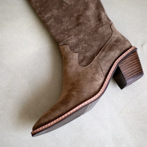 Suede western middle boots