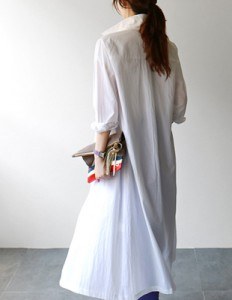 HYE Embroidery Long Shirt Dress - 2c