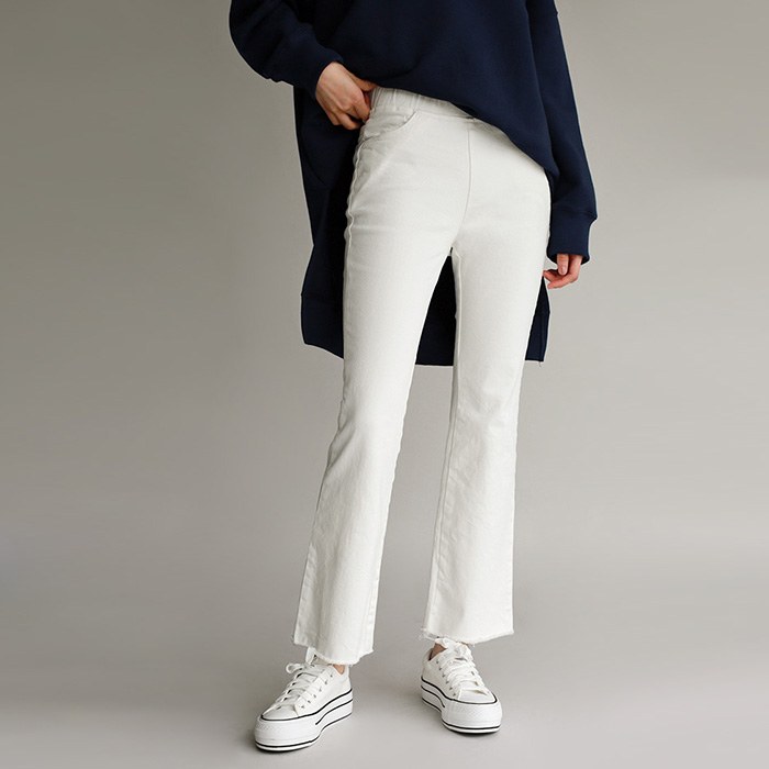 Label Boot-Cut Cotton Pants