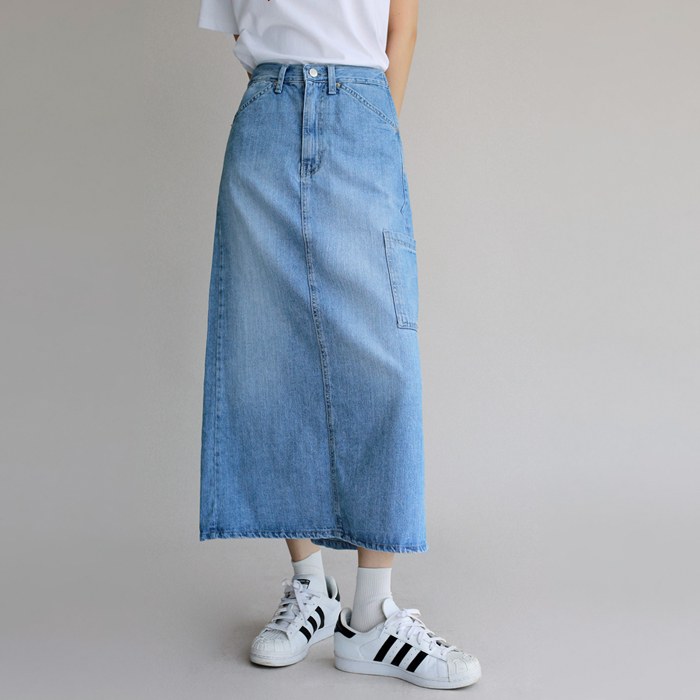 Back banding cargo denim skirt