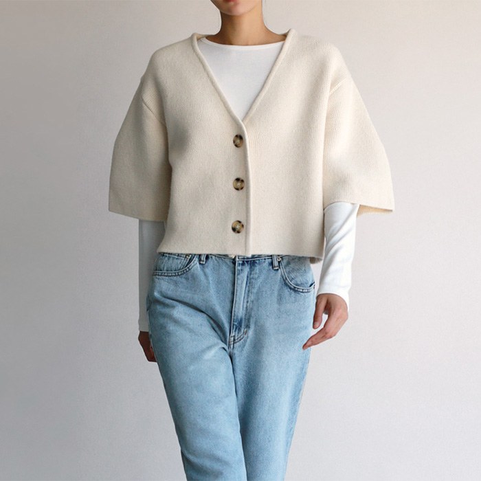 Crop 7bu Sleeve Cardigan