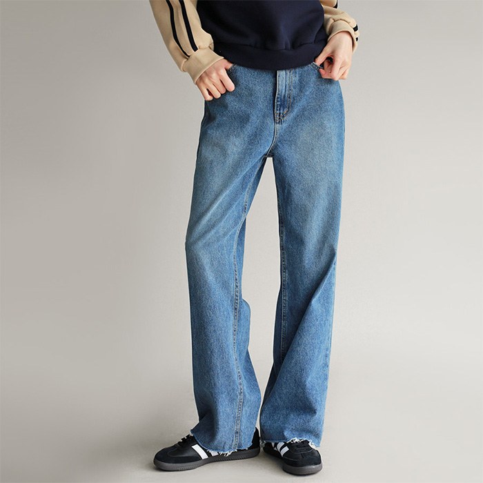 Leather Pocket Denim Pants