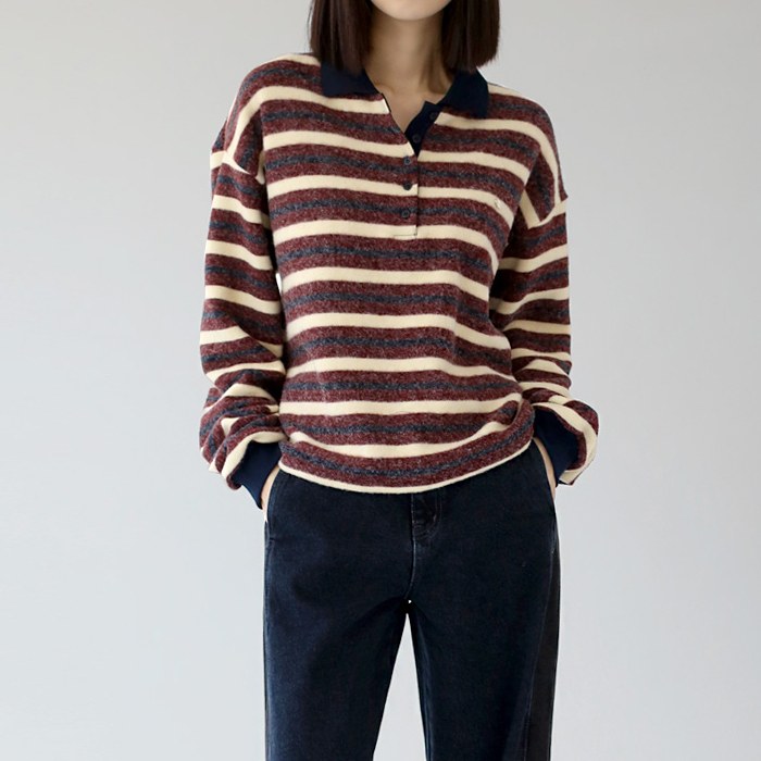 Angora Striped Collar Tee