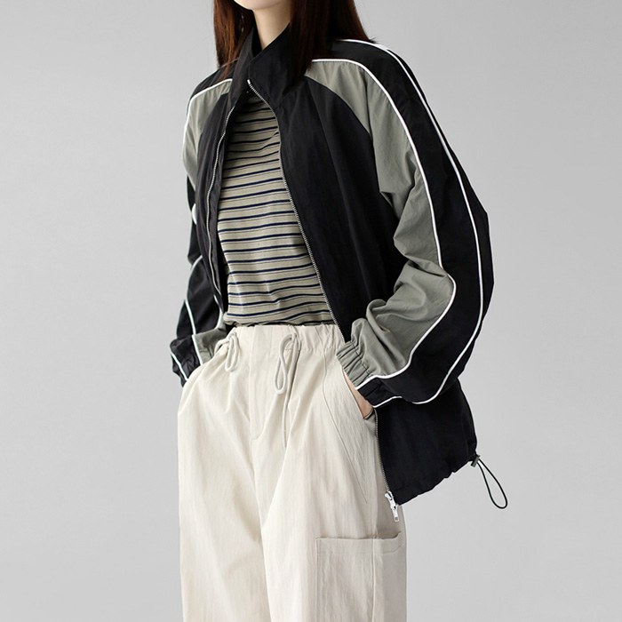 Raglan sleeve color block long jumper