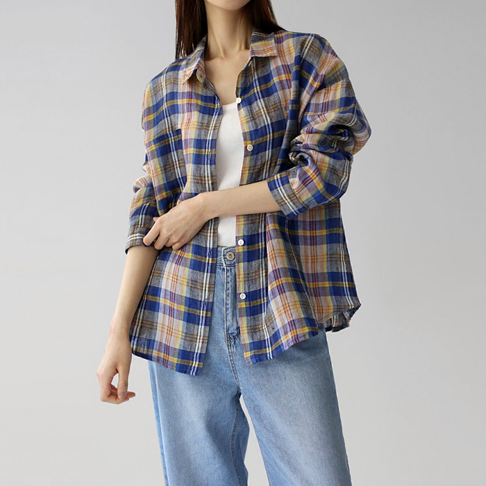 NEW 5% Anderson Check Linen Shirt