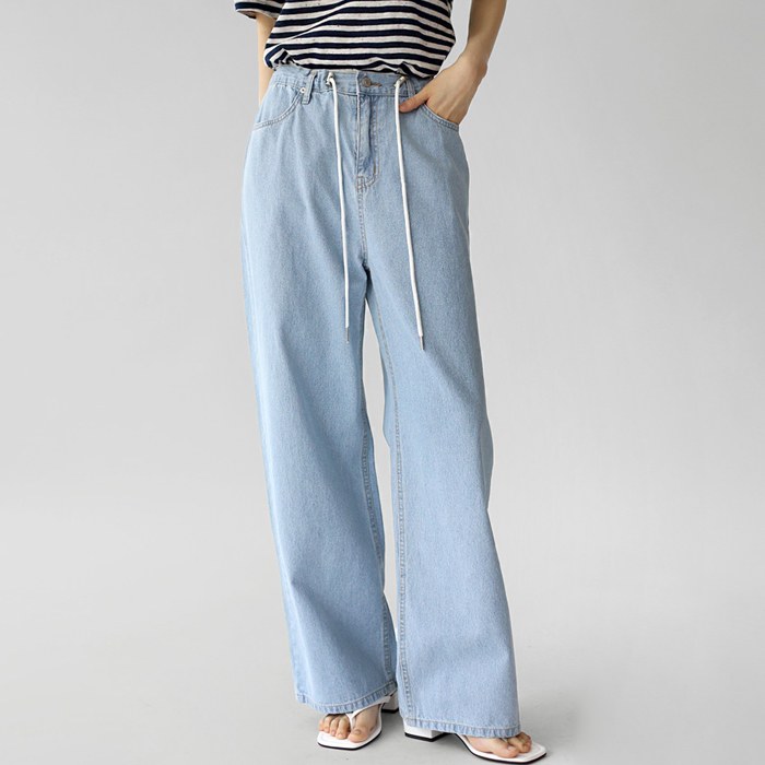 String Stripe Denim Pants