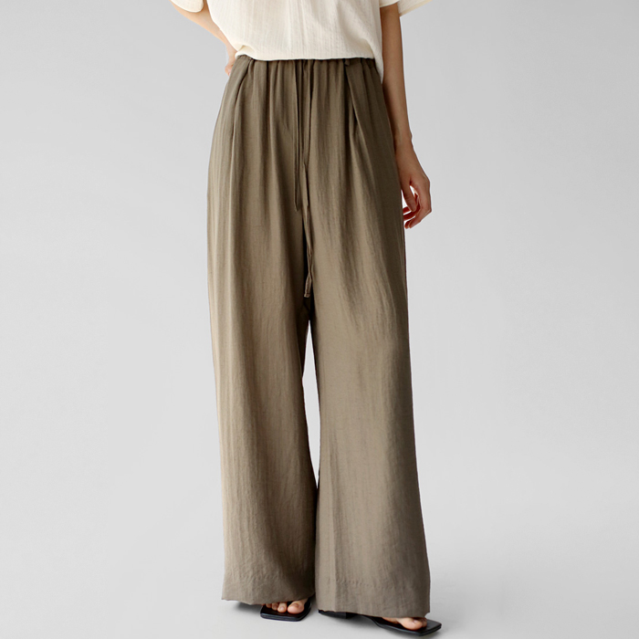 NEW 5%Linen string wide pants