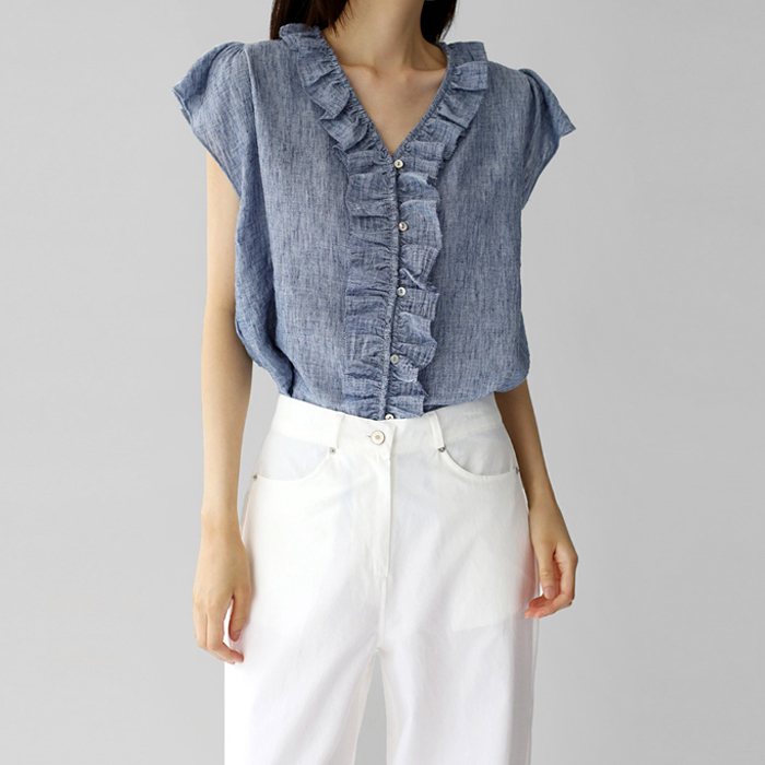 Frill V-neck Blouse