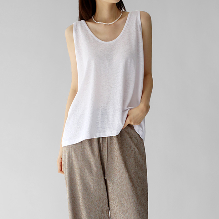 Linen U Neck Tank Top