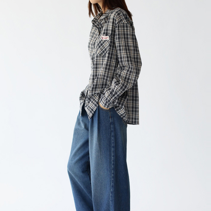 Maple check long shirt