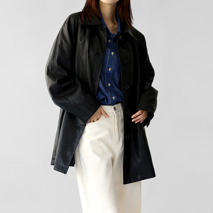 Vegan leather half coat