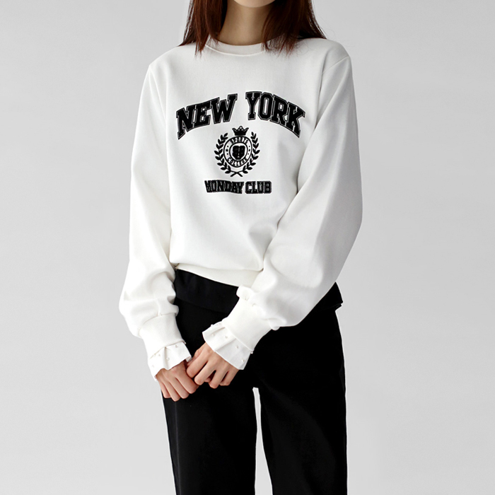 Sleeve pearl man-to-man