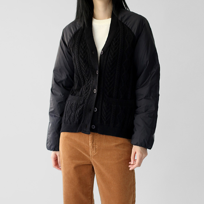 [FW New Arrival 5% Off] Goose Down Knit Color Block Cardigan Jacket