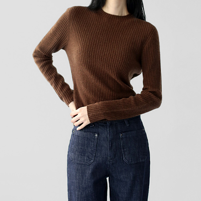 [FW New Arrival 5% Off] Crewneck Corrugated Wool Knit Top