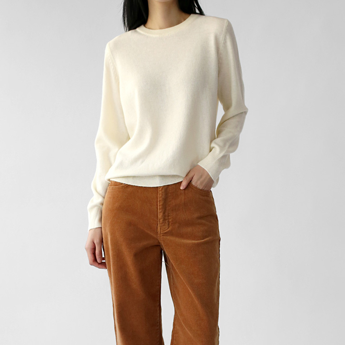 Merino wool crewneck knit top