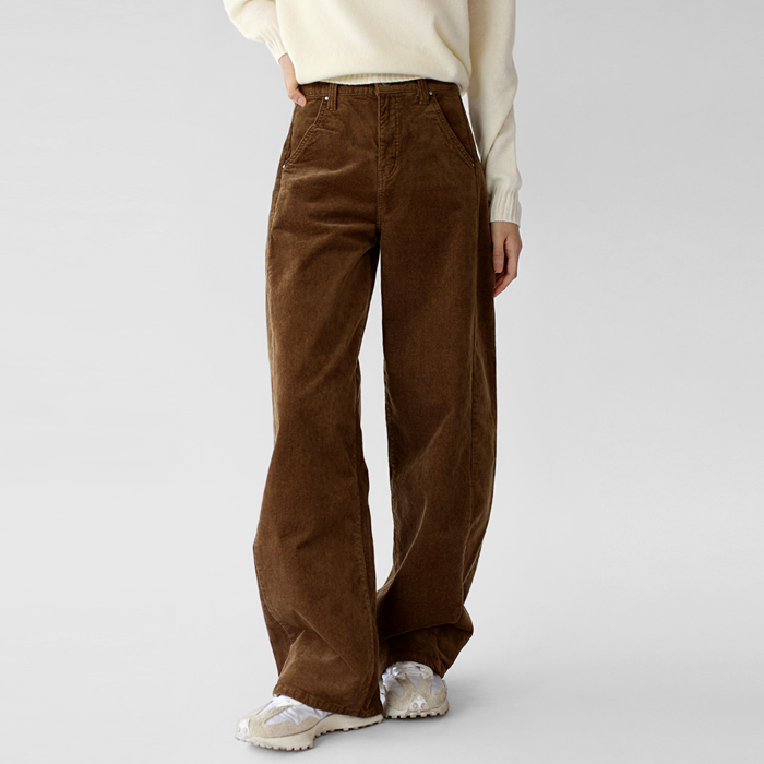 [FW New Arrival 5% Off] Twill Velvet Napping Barrel Pants