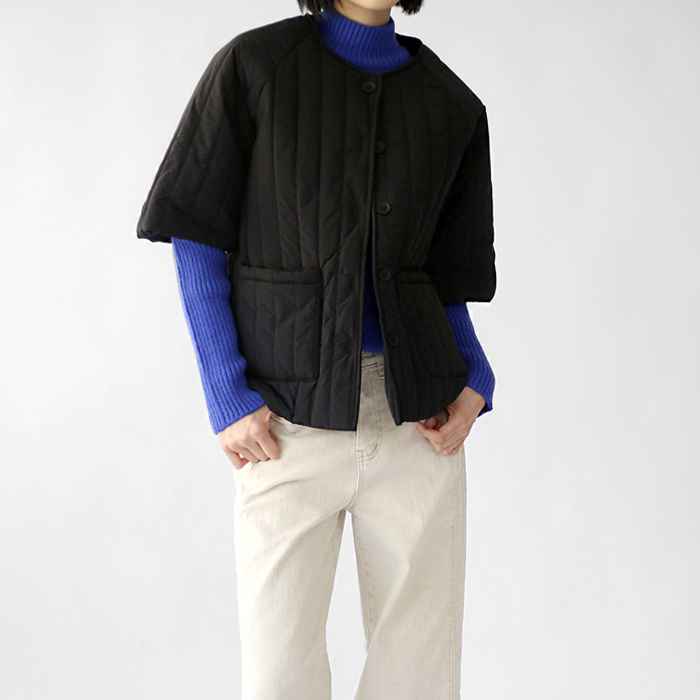 [FW New Arrival 5% Off] Vertical Quilting Half Sleeve Jacket