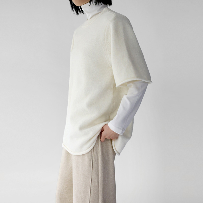 Round neck short sleeve long knit top