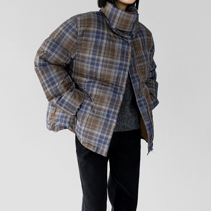 [Weekend New Arrival - 10%]Check Goose down Padding jumper