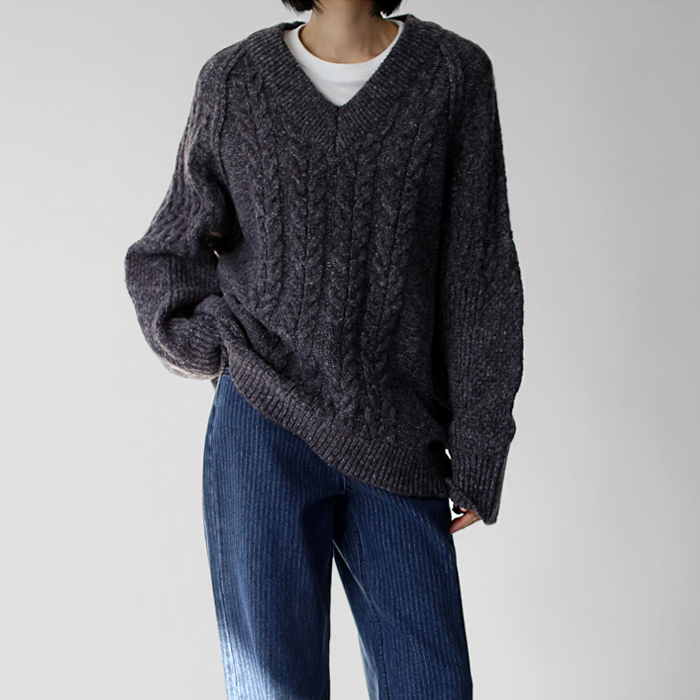 [New Arrival 7% Off - Until 11am on the 23rd] Bokashi V-neck Long Knit