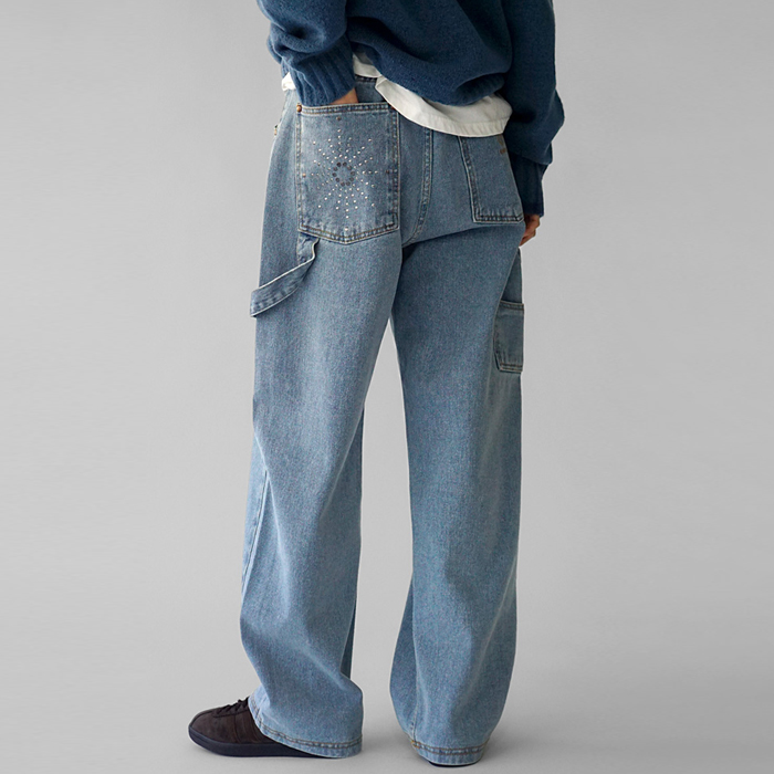 [7% off new arrivals - until 11am on the 26th] Studded Carpenter Denim Pants