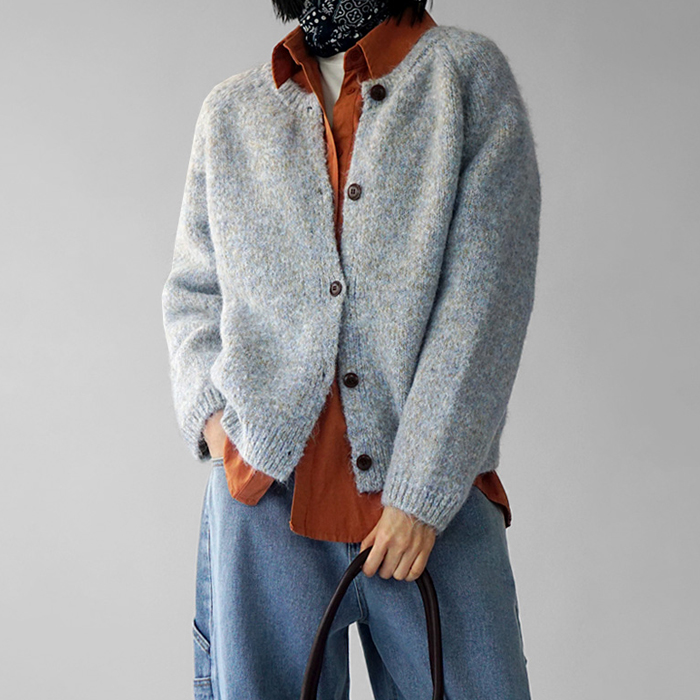 [New Arrivals 7% Off - Until 11am on the 26th] Raund neck bocashi cardigan