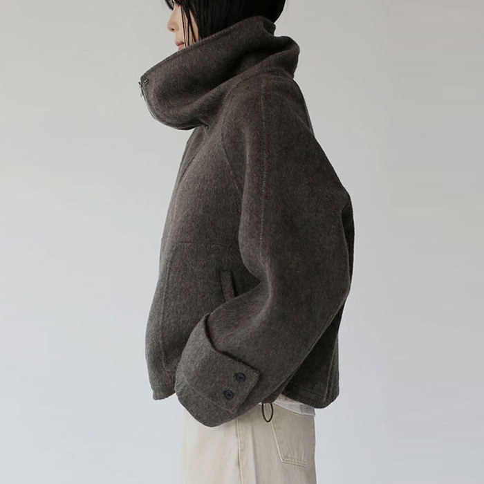 High-neck zipper handmade jacket