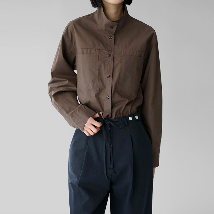 [7% off new arrivals - until 11am on the 6th] Highneck double-stitch shirt