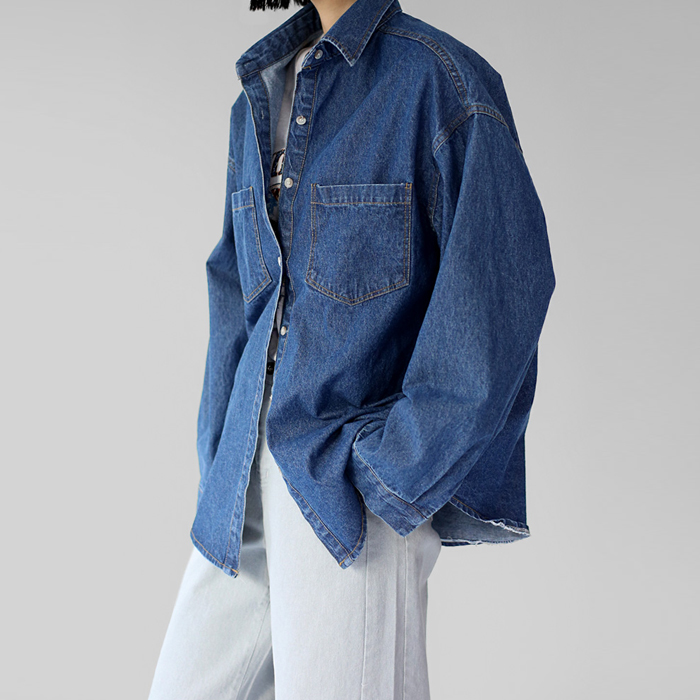 [7% off new arrivals - until 11am on the 9th] Overfit Denim Long Shirt