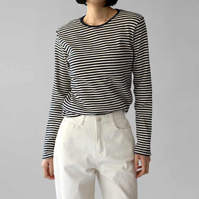 [New Arrivals 7% Off - Until 11am on the 14th] Annie Corrugated Stripe Tee