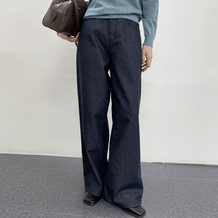 [New Arrivals 7% Off - Until 11am on the 21st] Herringbone Non-Fade Wide Denim Pants