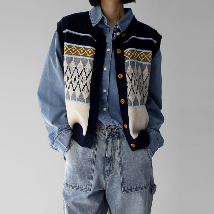 [New Arrival 7% Off - Until 11am on the 23rd] Arc Knit Vest