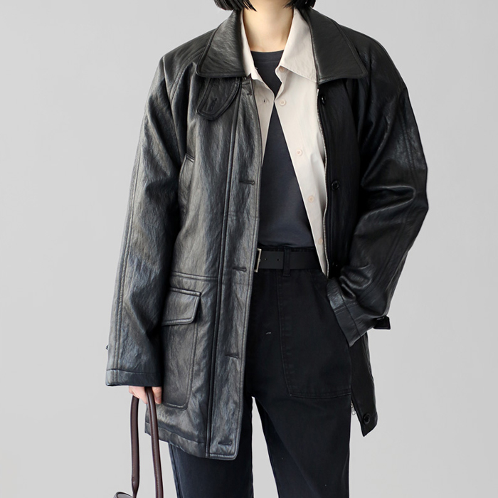[7% off new arrivals - until 11am on the 6th] Soft leather half coat