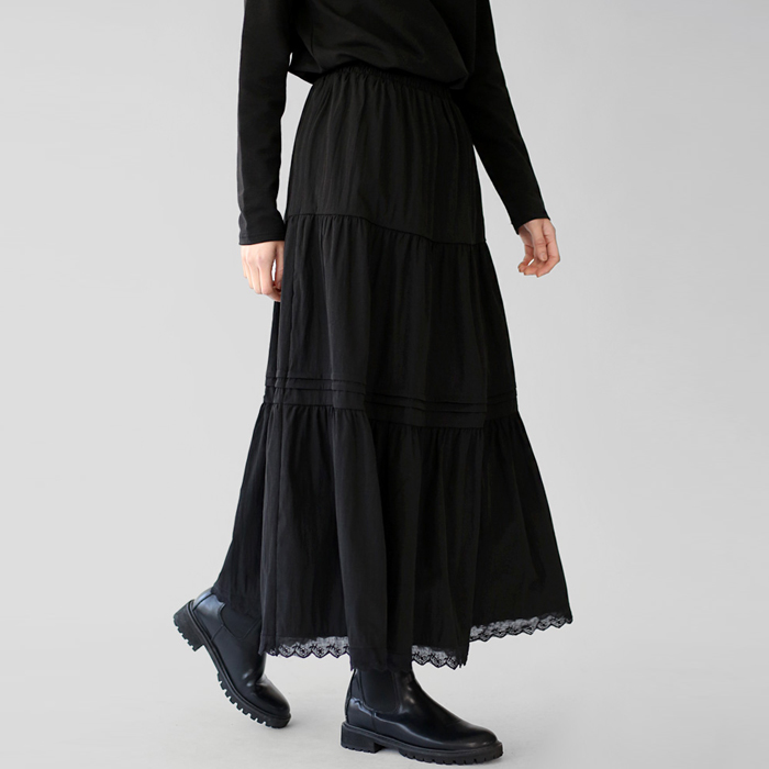 [New Arrival 7% Off - Until 11am on the 6th] Tiered Lace Color Block Rong Skirt