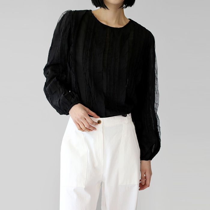 [New Arrivals 7% Off - Until 11am on the 9th] Wrinkle-pleated blouse