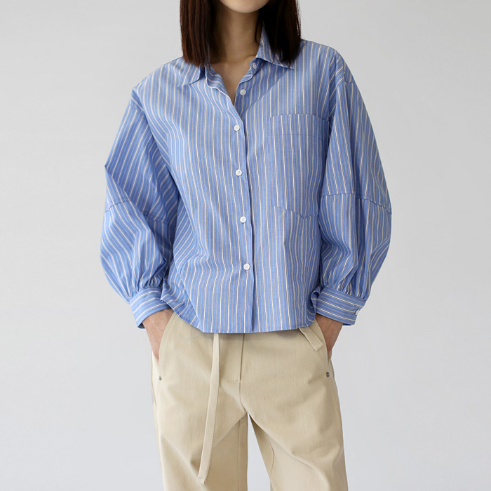 Stripe 9bu sleeve blouse