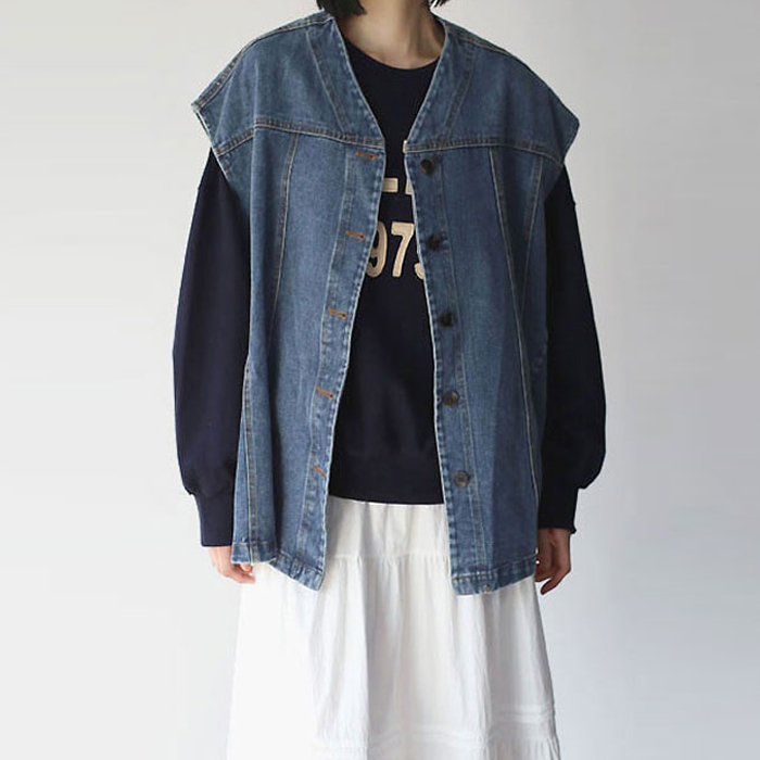 [New Arrivals 7% - Until 11 AM on the 20th] Margaret Denim Vest