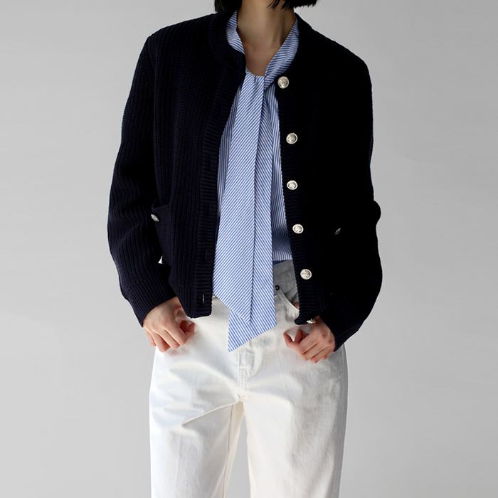 [New Arrivals 7% - Until 11 AM on the 23rd] Silver Button Round Cardigan