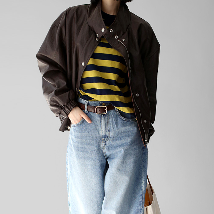 [New Arrivals 7% - Until 11 AM on the 23rd] Thin Leather Blouson