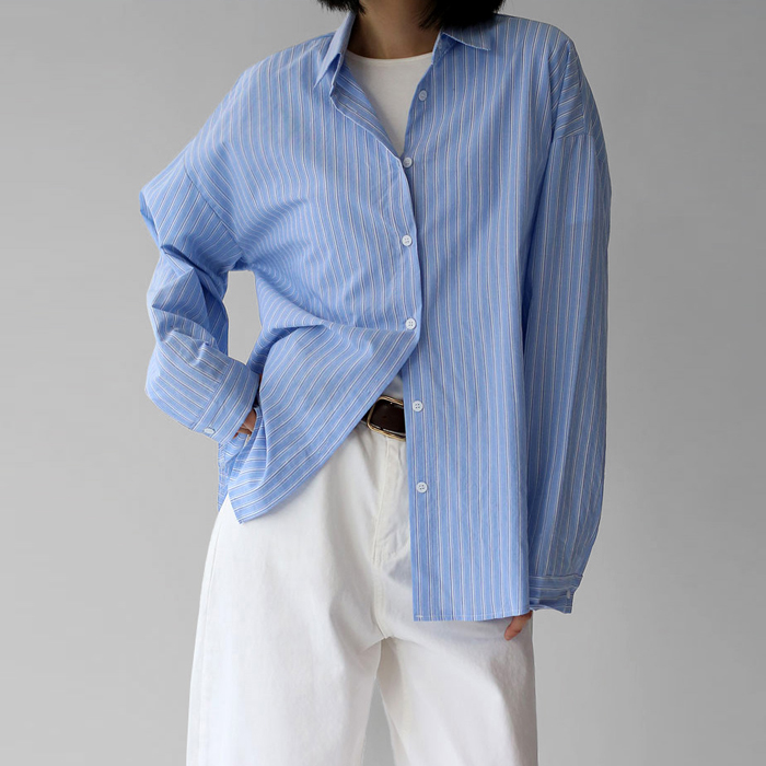 [New Arrivals 7% - Until 11 AM on the 3rd] Miller Stripe Long Shirt