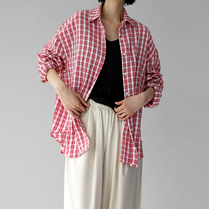 [New Arrivals 7% - Until 11 AM on the 8th] Slow Check Long Shirt