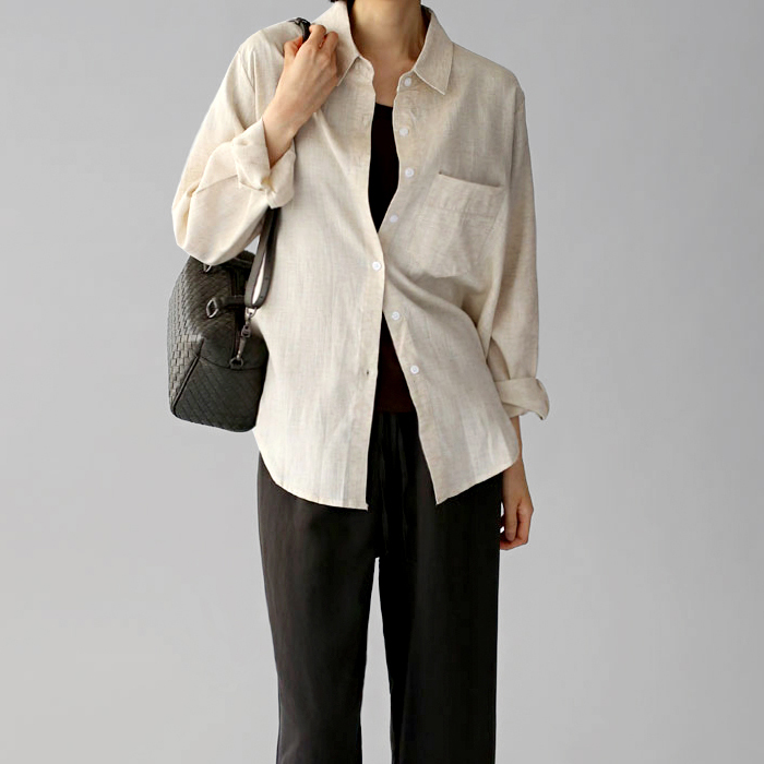 [New Arrivals 7% - Until 11 AM on the 22nd] Scott Linen Blend Shirt