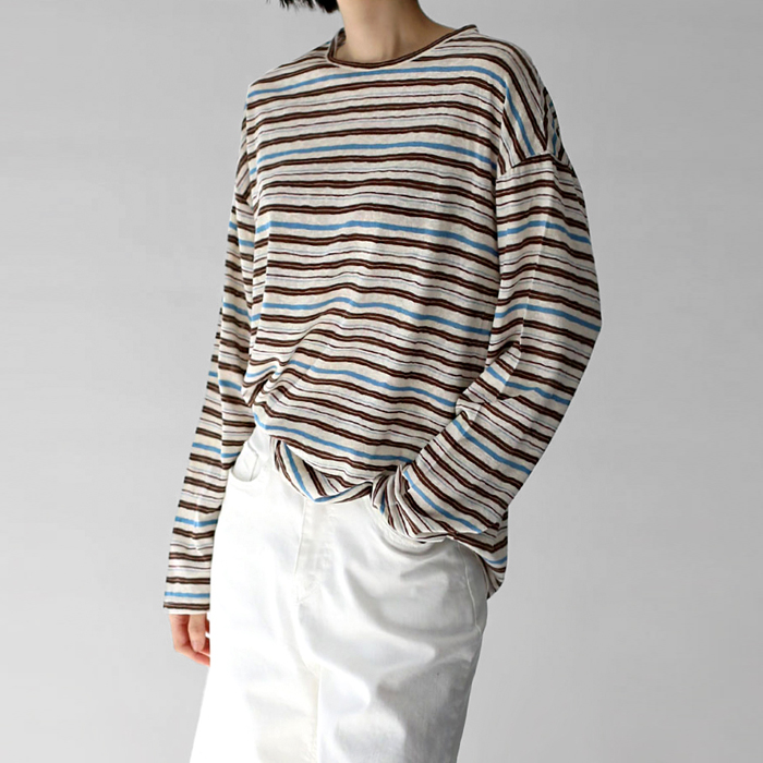 [New Arrivals 7% Off - Until 11 AM on the 6th] Stripe Thin Long Sleeve Tee