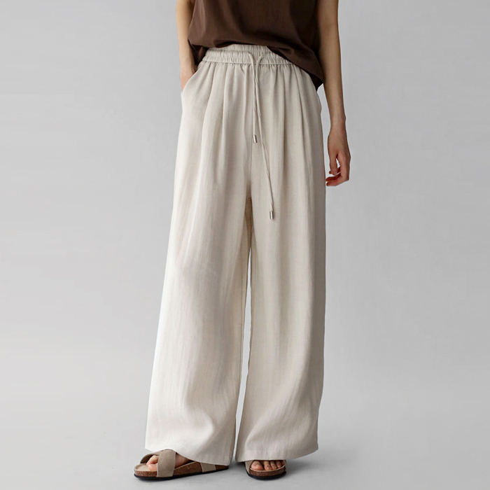 [New Arrivals 7% Off - Until 11 AM on the 13th] Linen Banding Wide Pants