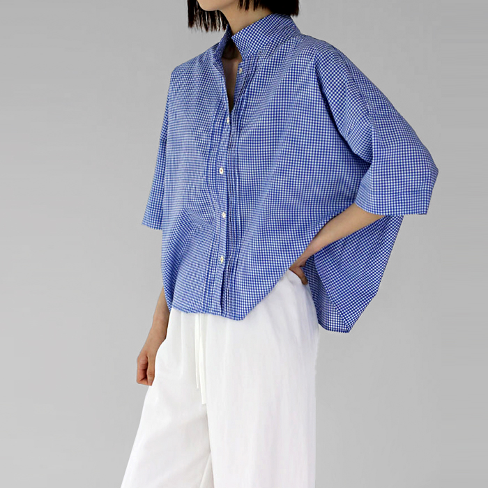 [New Arrivals 7% - Until 11 AM on the 1st] Pintuck Gingham Check Shirt