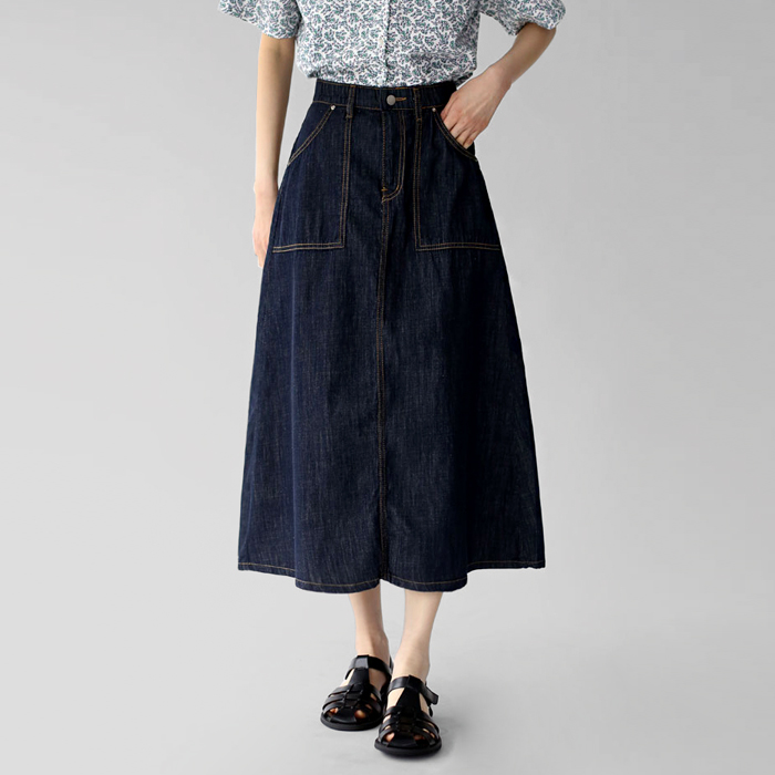 [New Arrival 7% - Until 11 AM on the 1st] Non-Faded A-Line Denim Skirt
