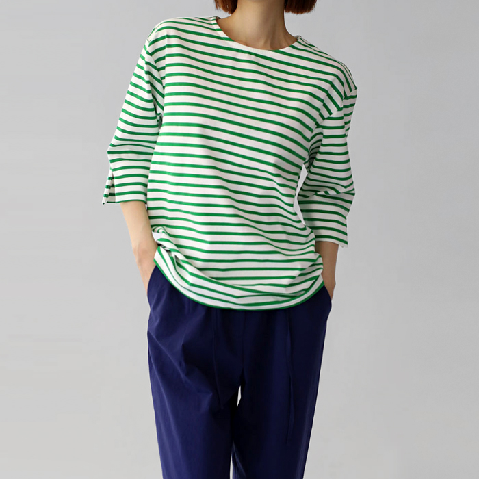 [New Arrivals 7% - Until 11 AM on the 4th] Sleeve Slit Stripe Tee